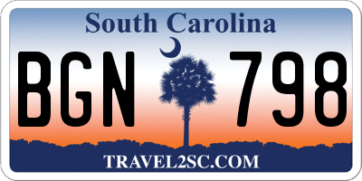 SC license plate BGN798