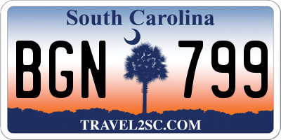 SC license plate BGN799