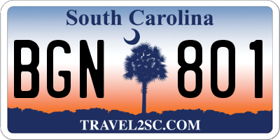 SC license plate BGN801