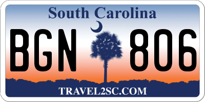 SC license plate BGN806