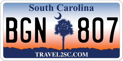 SC license plate BGN807