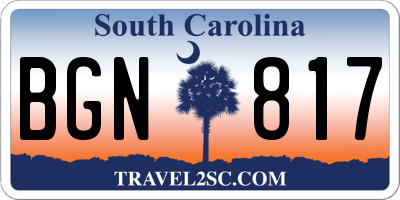 SC license plate BGN817