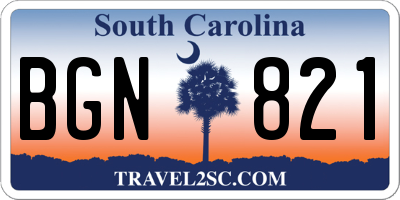 SC license plate BGN821