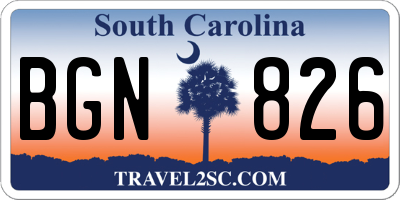 SC license plate BGN826