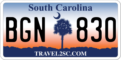 SC license plate BGN830