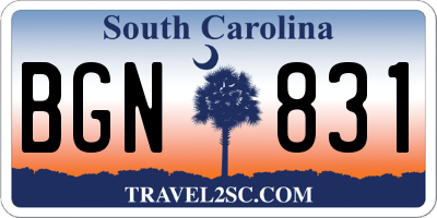 SC license plate BGN831