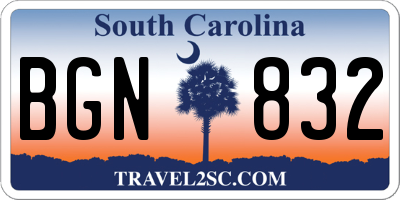 SC license plate BGN832