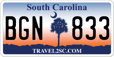 SC license plate BGN833
