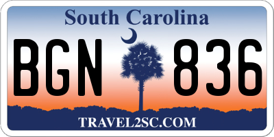 SC license plate BGN836