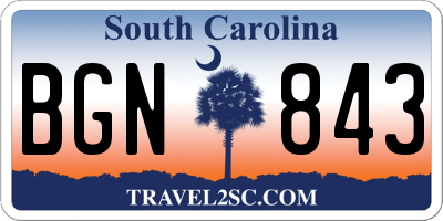 SC license plate BGN843