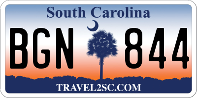 SC license plate BGN844