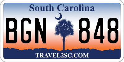 SC license plate BGN848