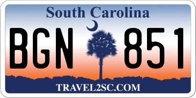 SC license plate BGN851