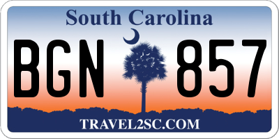 SC license plate BGN857