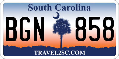 SC license plate BGN858