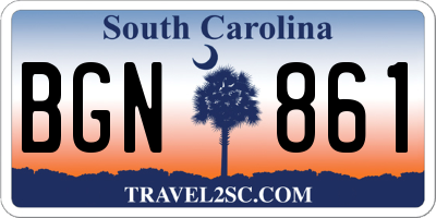 SC license plate BGN861