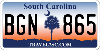 SC license plate BGN865