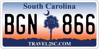 SC license plate BGN866