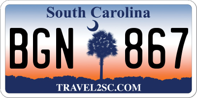 SC license plate BGN867