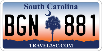 SC license plate BGN881