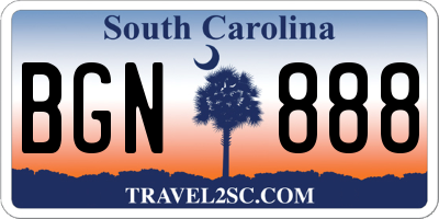SC license plate BGN888