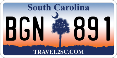 SC license plate BGN891
