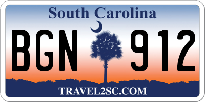 SC license plate BGN912