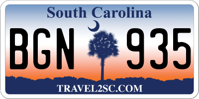 SC license plate BGN935