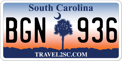 SC license plate BGN936