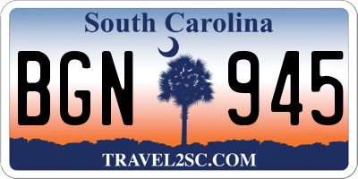 SC license plate BGN945