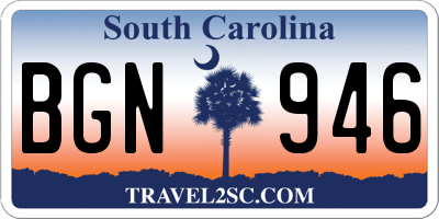 SC license plate BGN946