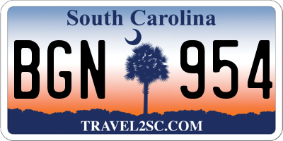 SC license plate BGN954