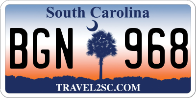 SC license plate BGN968