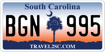 SC license plate BGN995