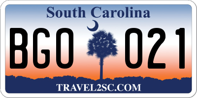 SC license plate BGO021