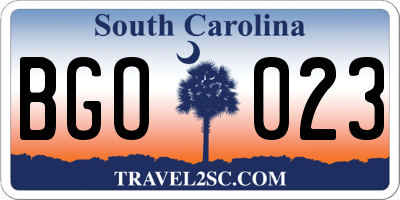 SC license plate BGO023
