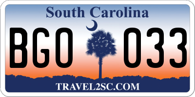 SC license plate BGO033