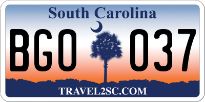 SC license plate BGO037