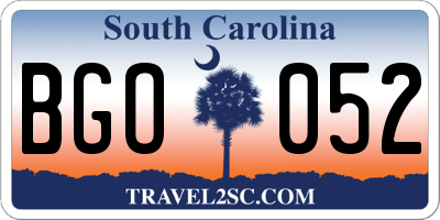 SC license plate BGO052