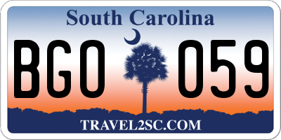 SC license plate BGO059