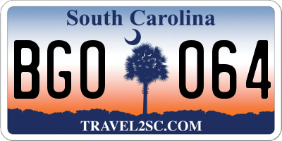 SC license plate BGO064