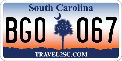 SC license plate BGO067