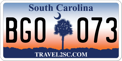 SC license plate BGO073