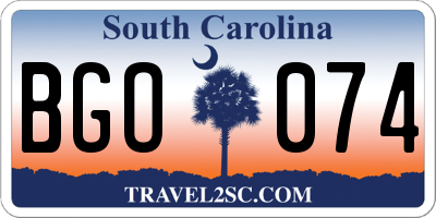 SC license plate BGO074