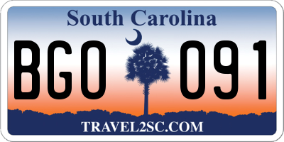 SC license plate BGO091