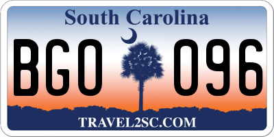 SC license plate BGO096