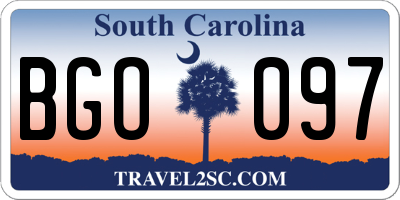 SC license plate BGO097