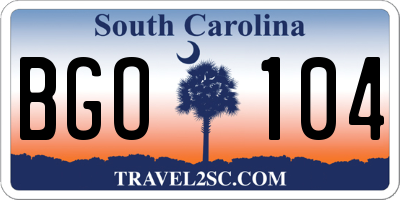 SC license plate BGO104