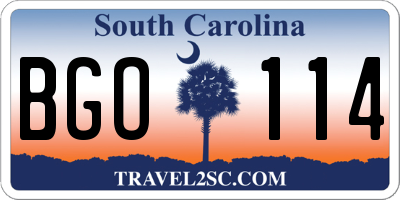 SC license plate BGO114