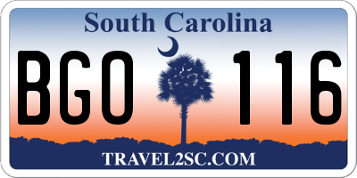 SC license plate BGO116